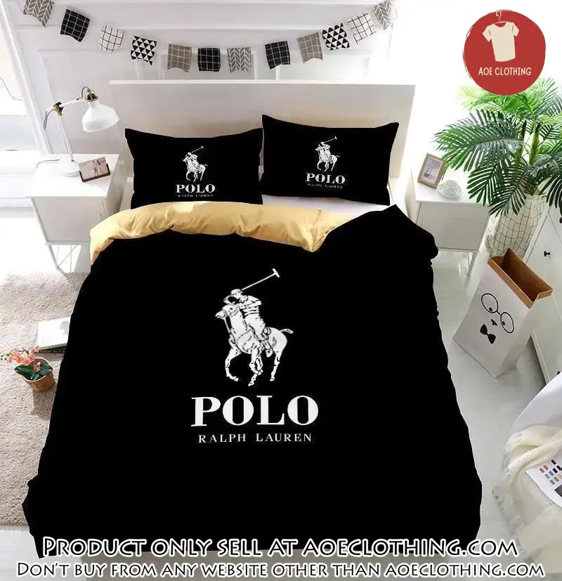 Ralph lauren black fashion luxury brand premium bedding set home decor aoe0813199